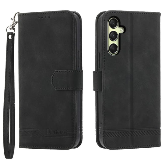 DIERFENG DF-03 For Samsung Galaxy A16 5G Leather Case Lines Imprint Wallet Phone Cover