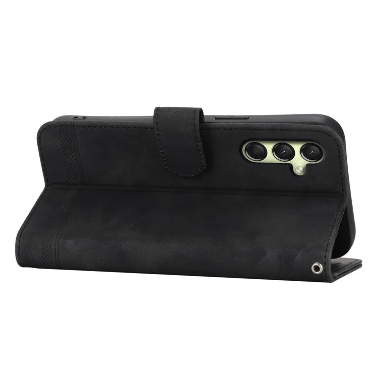 DIERFENG DF-03 For Samsung Galaxy A16 5G Leather Case Lines Imprint Wallet Phone Cover