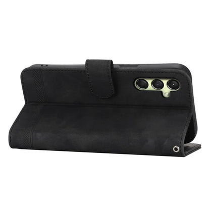 DIERFENG DF-03 For Samsung Galaxy A16 5G Leather Case Lines Imprint Wallet Phone Cover