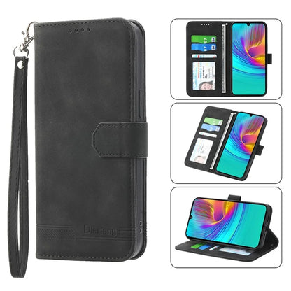 DIERFENG DF-03 For Samsung Galaxy A16 5G Leather Case Lines Imprint Wallet Phone Cover