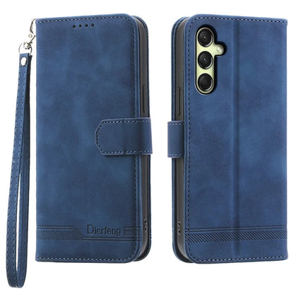 DIERFENG DF-03 For Samsung Galaxy A16 5G Leather Case Lines Imprint Wallet Phone Cover
