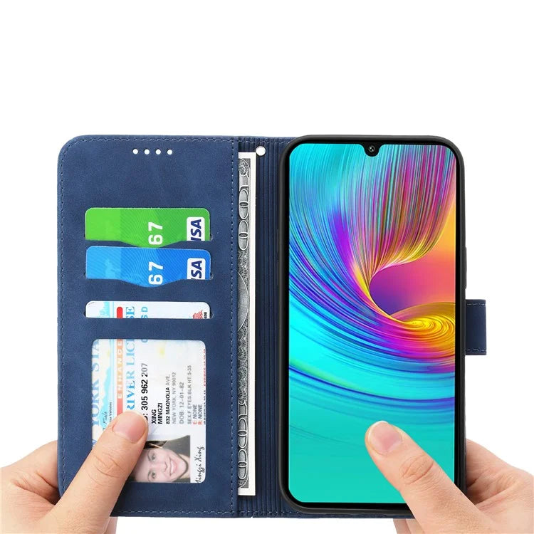 DIERFENG DF-03 For Samsung Galaxy A16 5G Leather Case Lines Imprint Wallet Phone Cover
