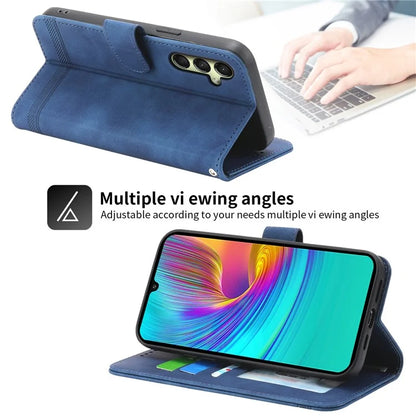 DIERFENG DF-03 For Samsung Galaxy A16 5G Leather Case Lines Imprint Wallet Phone Cover