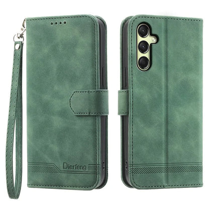 DIERFENG DF-03 For Samsung Galaxy A16 5G Leather Case Lines Imprint Wallet Phone Cover