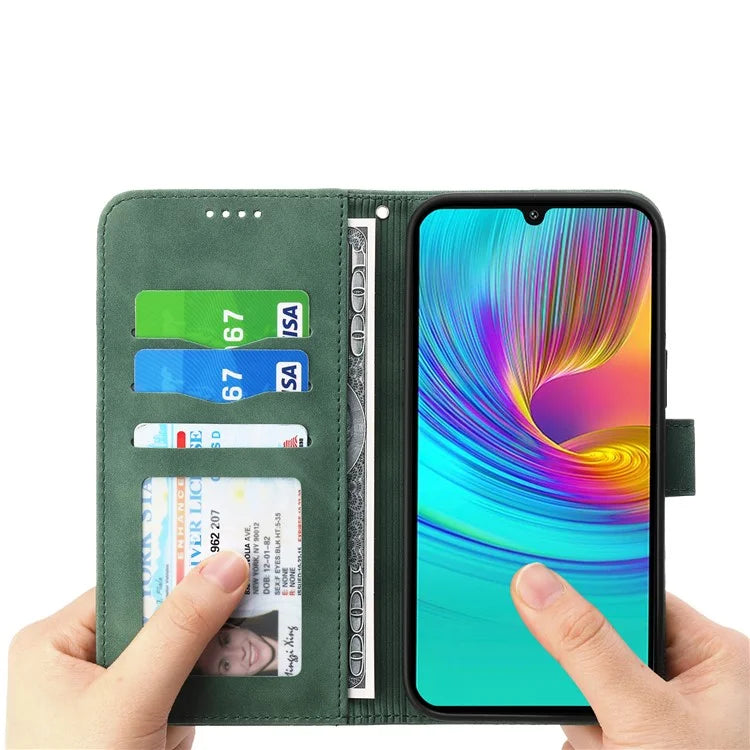 DIERFENG DF-03 For Samsung Galaxy A16 5G Leather Case Lines Imprint Wallet Phone Cover