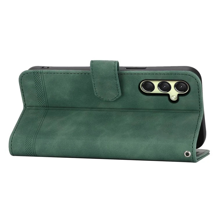 DIERFENG DF-03 For Samsung Galaxy A16 5G Leather Case Lines Imprint Wallet Phone Cover