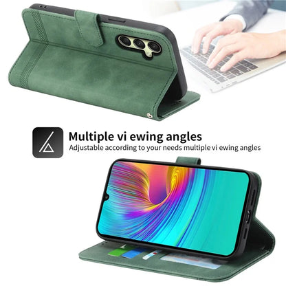 DIERFENG DF-03 For Samsung Galaxy A16 5G Leather Case Lines Imprint Wallet Phone Cover