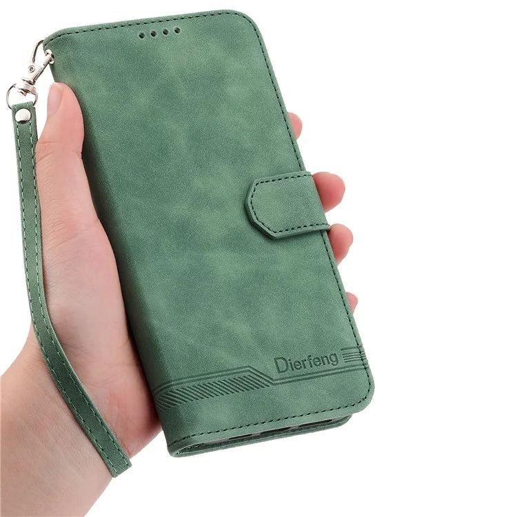 DIERFENG DF-03 For Samsung Galaxy A16 5G Leather Case Lines Imprint Wallet Phone Cover