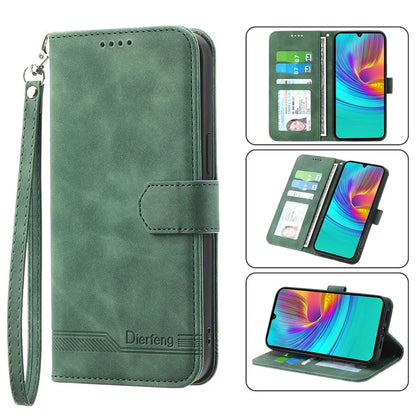 DIERFENG DF-03 For Samsung Galaxy A16 5G Leather Case Lines Imprint Wallet Phone Cover