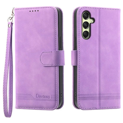 DIERFENG DF-03 For Samsung Galaxy A16 5G Leather Case Lines Imprint Wallet Phone Cover