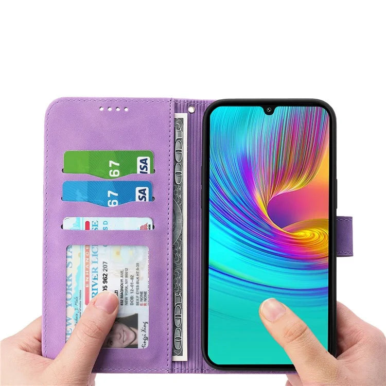 DIERFENG DF-03 For Samsung Galaxy A16 5G Leather Case Lines Imprint Wallet Phone Cover