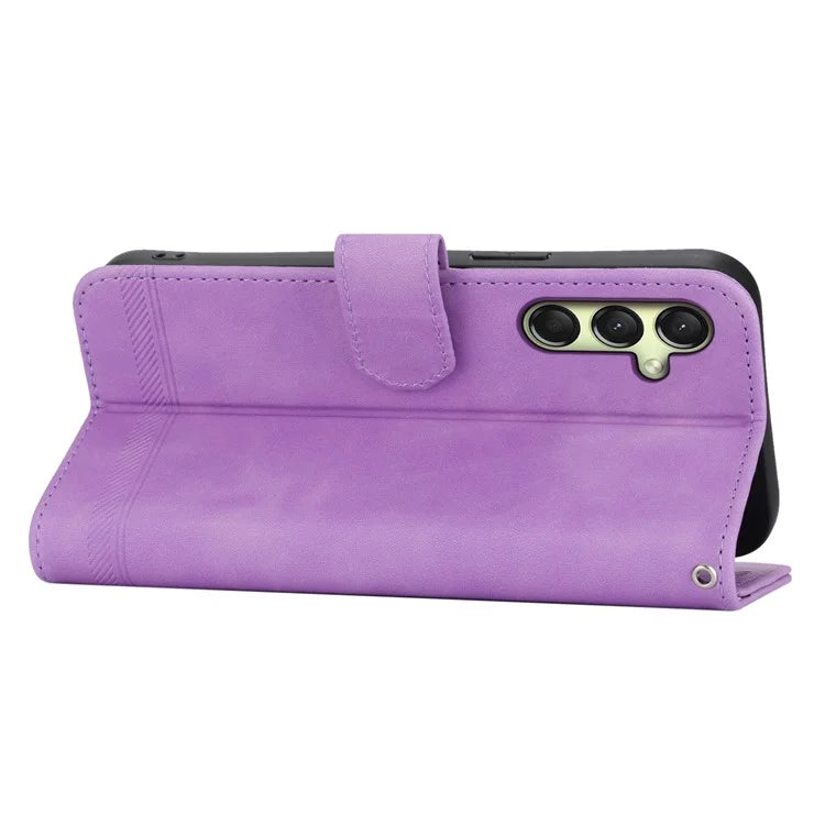DIERFENG DF-03 For Samsung Galaxy A16 5G Leather Case Lines Imprint Wallet Phone Cover