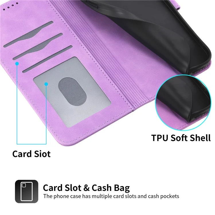 DIERFENG DF-03 For Samsung Galaxy A16 5G Leather Case Lines Imprint Wallet Phone Cover