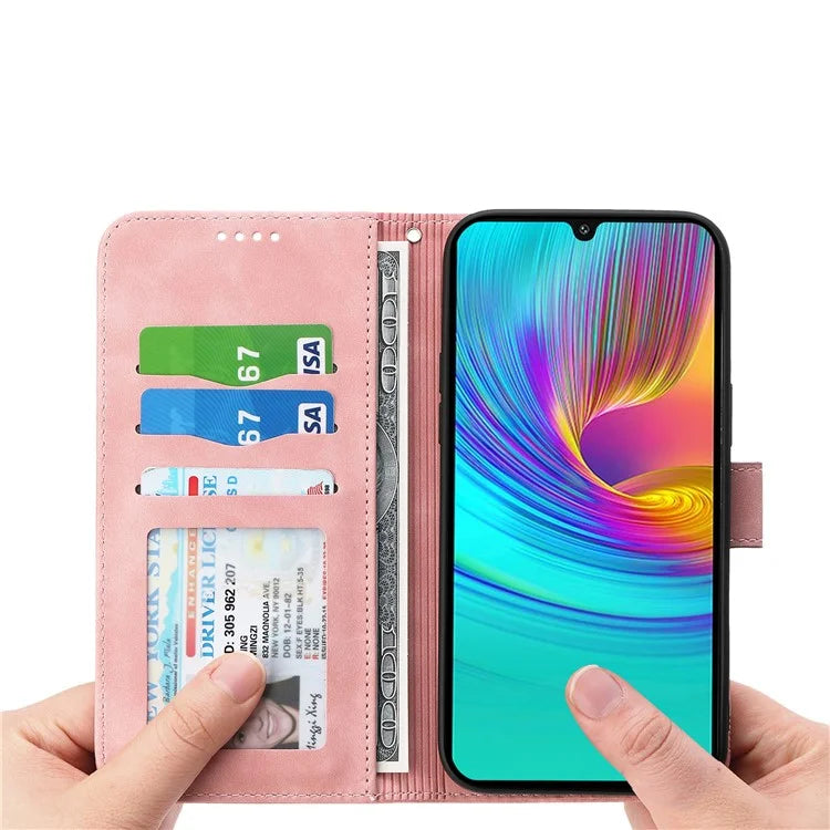 DIERFENG DF-03 For Samsung Galaxy A16 5G Leather Case Lines Imprint Wallet Phone Cover