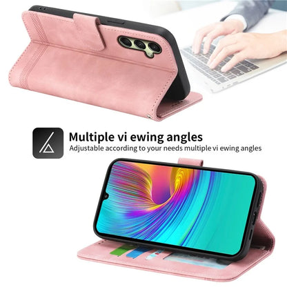 DIERFENG DF-03 For Samsung Galaxy A16 5G Leather Case Lines Imprint Wallet Phone Cover