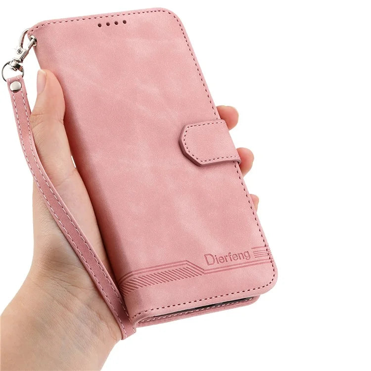 DIERFENG DF-03 For Samsung Galaxy A16 5G Leather Case Lines Imprint Wallet Phone Cover