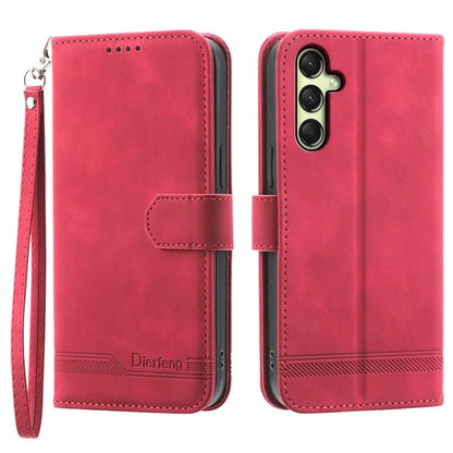 DIERFENG DF-03 For Samsung Galaxy A16 5G Leather Case Lines Imprint Wallet Phone Cover