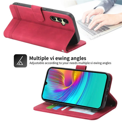 DIERFENG DF-03 For Samsung Galaxy A16 5G Leather Case Lines Imprint Wallet Phone Cover