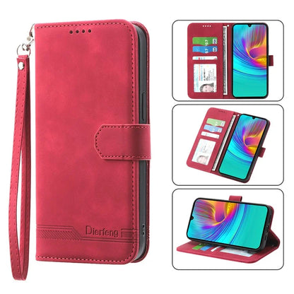 DIERFENG DF-03 For Samsung Galaxy A16 5G Leather Case Lines Imprint Wallet Phone Cover