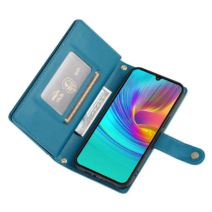 DF-011 For Samsung Galaxy A16 5G Case Zipper Pocket Wallet Leather Phone Cover with Straps