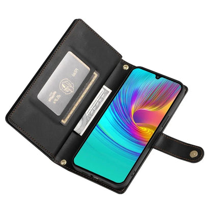DF-011 For Samsung Galaxy A16 5G Case Zipper Pocket Wallet Leather Phone Cover with Straps