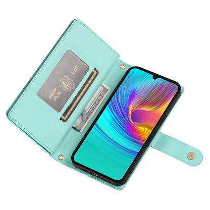 DF-011 For Samsung Galaxy A16 5G Case Zipper Pocket Wallet Leather Phone Cover with Straps