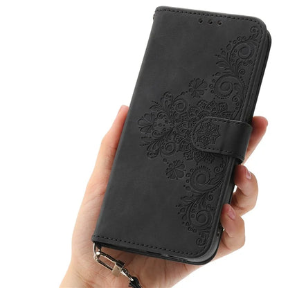 For Samsung Galaxy A16 5G Case Flower Pattern PU Leather Wallet Phone Cover with Strap