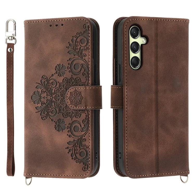 For Samsung Galaxy A16 5G Case Flower Pattern PU Leather Wallet Phone Cover with Strap