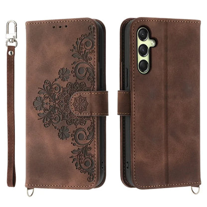 For Samsung Galaxy A16 5G Case Flower Pattern PU Leather Wallet Phone Cover with Strap