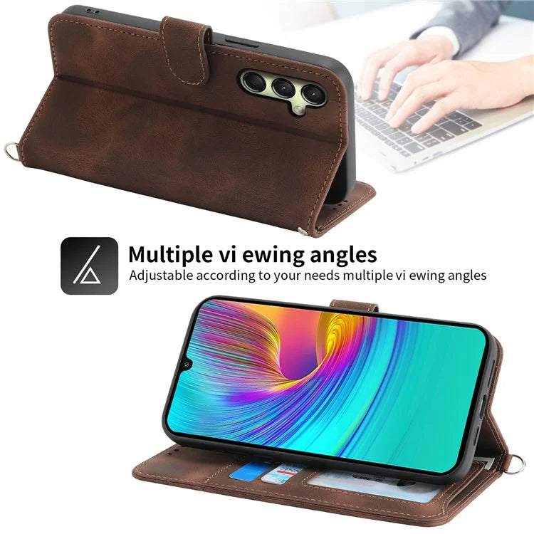 For Samsung Galaxy A16 5G Case Flower Pattern PU Leather Wallet Phone Cover with Strap