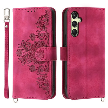 For Samsung Galaxy A16 5G Case Flower Pattern PU Leather Wallet Phone Cover with Strap