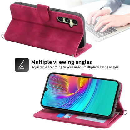 For Samsung Galaxy A16 5G Case Flower Pattern PU Leather Wallet Phone Cover with Strap