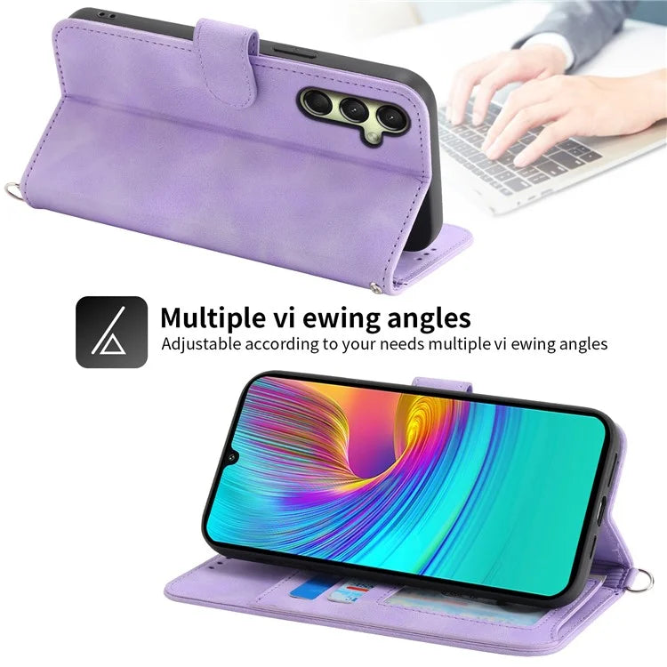 For Samsung Galaxy A16 5G Case Flower Pattern PU Leather Wallet Phone Cover with Strap