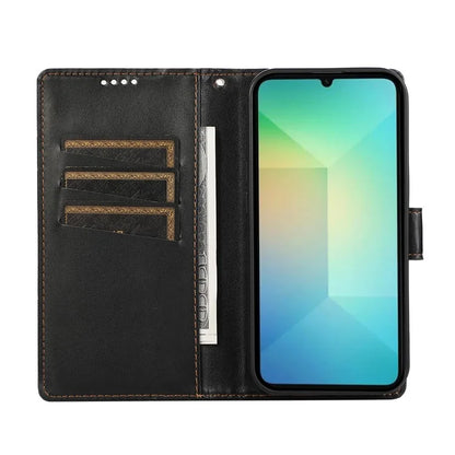 DF-06 For Samsung Galaxy A06 Phone Case Line Imprint Leather Wallet Cover