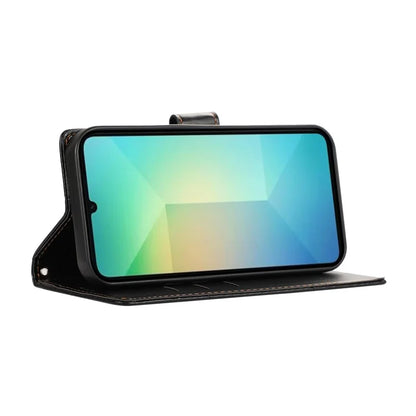 DF-06 For Samsung Galaxy A06 Phone Case Line Imprint Leather Wallet Cover