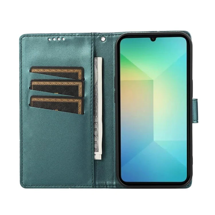 DF-06 For Samsung Galaxy A06 Phone Case Line Imprint Leather Wallet Cover