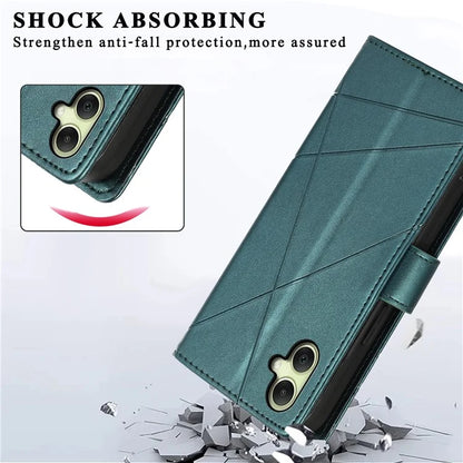 DF-06 For Samsung Galaxy A06 Phone Case Line Imprint Leather Wallet Cover