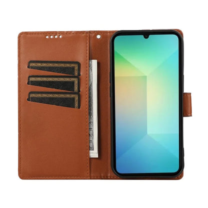 DF-06 For Samsung Galaxy A06 Phone Case Line Imprint Leather Wallet Cover