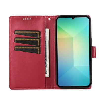 DF-06 For Samsung Galaxy A06 Phone Case Line Imprint Leather Wallet Cover