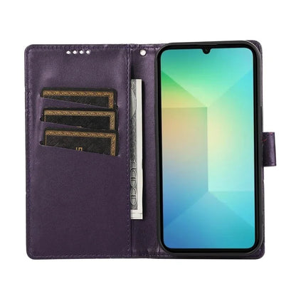 DF-06 For Samsung Galaxy A06 Phone Case Line Imprint Leather Wallet Cover