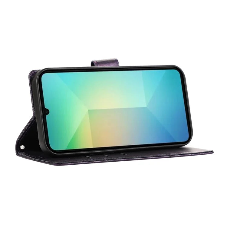 DF-06 For Samsung Galaxy A06 Phone Case Line Imprint Leather Wallet Cover