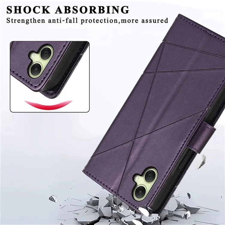 DF-06 For Samsung Galaxy A06 Phone Case Line Imprint Leather Wallet Cover