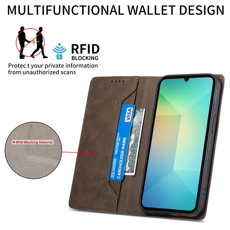 DF-05 For Samsung Galaxy A06 Wallet Case RFID Blocking PU Leather Phone Cover