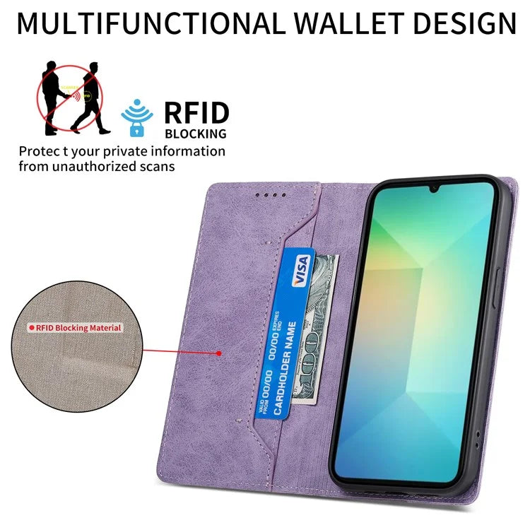 DF-05 For Samsung Galaxy A06 Wallet Case RFID Blocking PU Leather Phone Cover