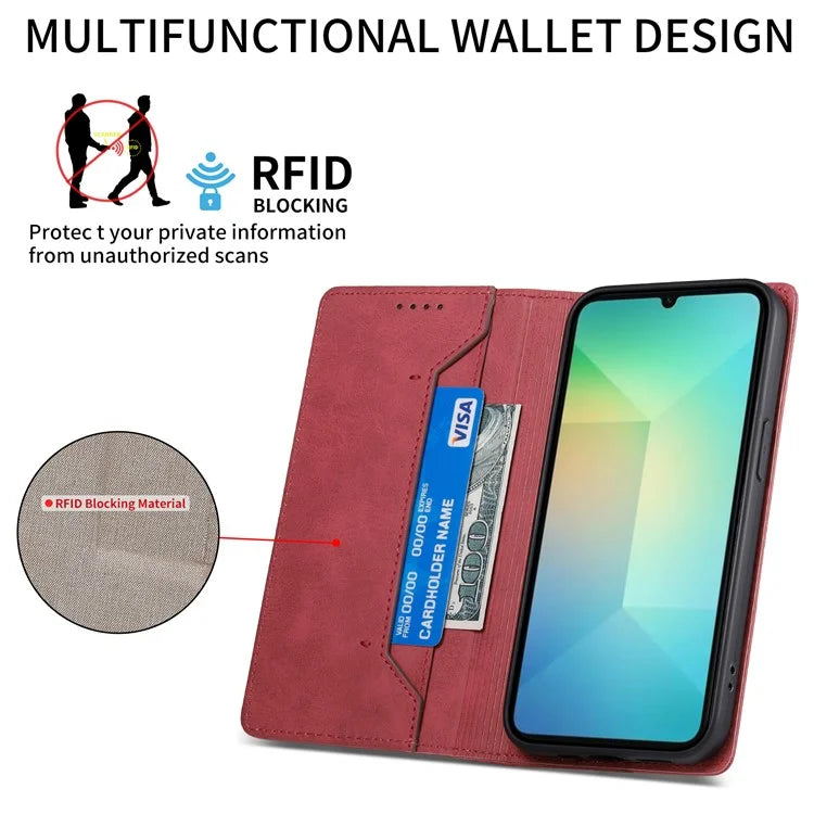 DF-05 For Samsung Galaxy A06 Wallet Case RFID Blocking PU Leather Phone Cover