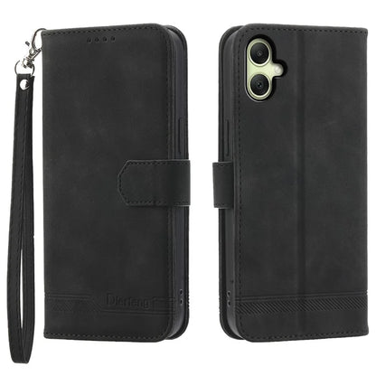 DIERFENG DF-03 For Samsung Galaxy A06 Leather Case Lines Imprint Wallet Phone Cover