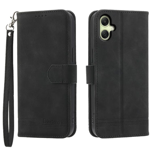 DIERFENG DF-03 For Samsung Galaxy A06 Leather Case Lines Imprint Wallet Phone Cover