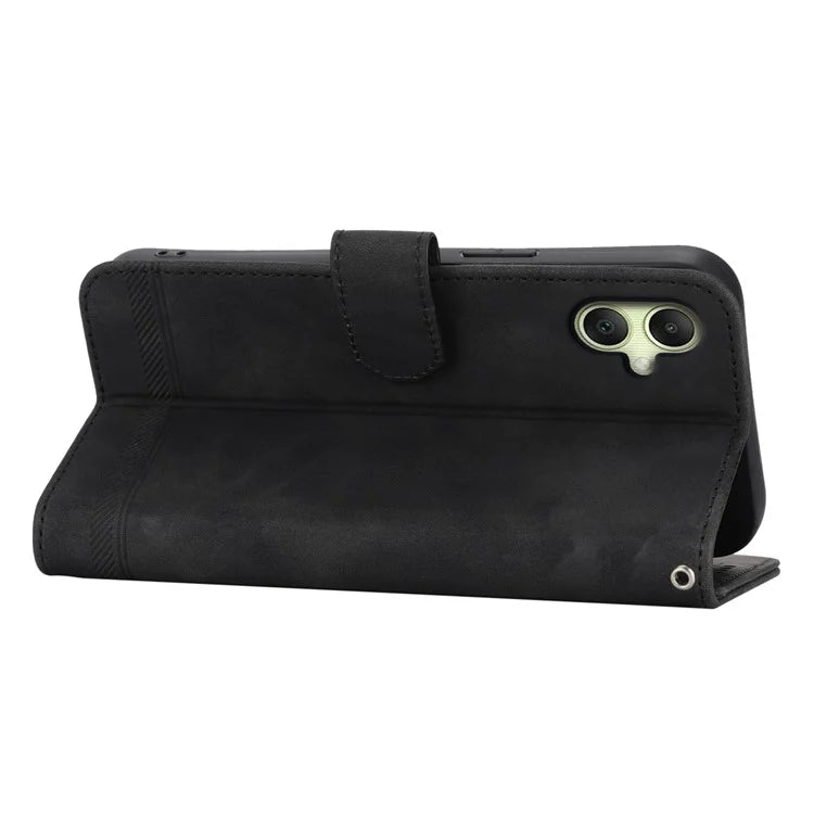 DIERFENG DF-03 For Samsung Galaxy A06 Leather Case Lines Imprint Wallet Phone Cover