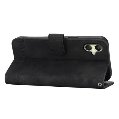 DIERFENG DF-03 For Samsung Galaxy A06 Leather Case Lines Imprint Wallet Phone Cover