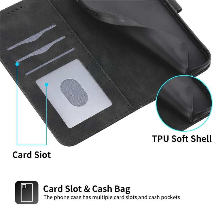 DIERFENG DF-03 For Samsung Galaxy A06 Leather Case Lines Imprint Wallet Phone Cover